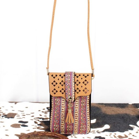 Handbags - PUEBLO CANYON AND BEIGE CELL PHONE CROSSBODY
